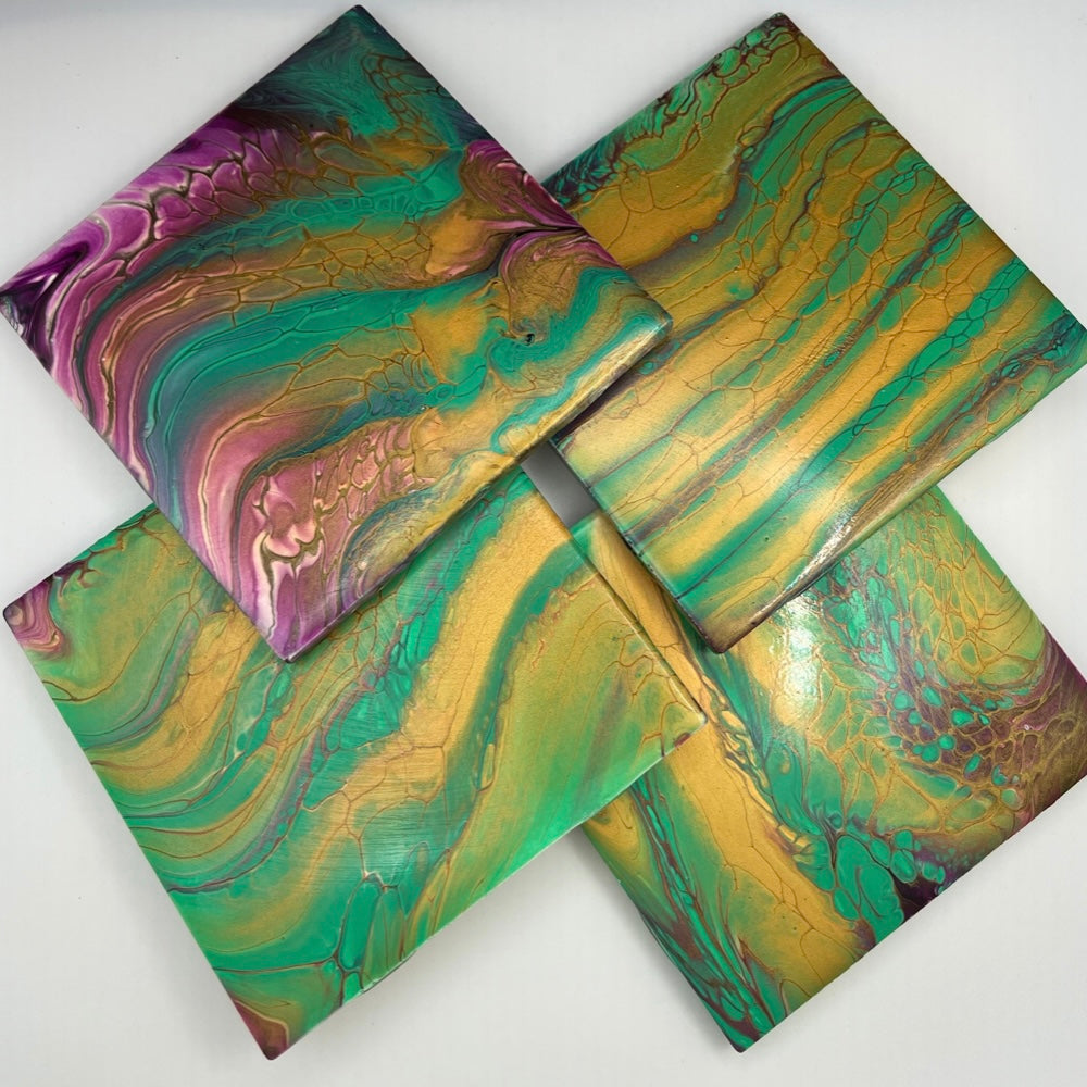 Green/Gold/Purple Coaster Set