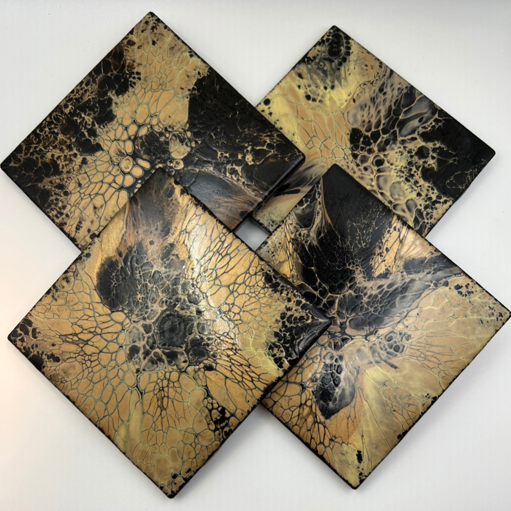 Black/Brown/Gold Coaster Set