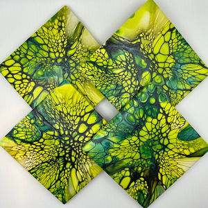 Green/Lime Green/Blue Coaster Set